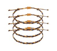 QUARKZMAN 4Pcs Bracelet Tressé En Corde, Bracelets En Corde Tissée Réglable Été Plage Cheville Fait Main Corde Élégant Accessoire, Tricolore Jaune-Marron