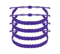 QUARKZMAN 4Pcs Bracelet Tressé En Corde, Bracelets En Corde Tissée Réglables Été Plage Cheville Fait Main Cordon Stylish Accessory Pour Women Men Anniversaire Amitié, Dark Purple