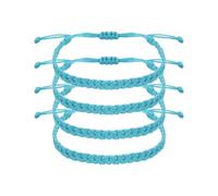 QUARKZMAN 4Pcs Bracelets Tressés En Corde, Bracelets En Corde Tissée Ajustables Pour Plage D'été Accessoire Élégant créé À La Main Pour Femmes Hommes Anniversaire Amitié, Bleu Clair