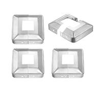 QUARKZMAN 4Pcs Cache-Base De Poteau, 3.25"x3.25" (Taille Interne 1.2"x1.2") Jupe De Poteau Metallique Style Fendu, Enveloppe De Colonne Pour Porche Poteau Cloture Deck Balustrade, Argent