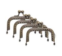 QUARKZMAN 4Pcs Cadres de Sac à Main en Métal, 6,5 cm/2,6" Cadre de Verrouillage à Baiser Rectangulaire Rétro Estampé pour la Fabrication de Sacs à Main, Sacs à Main, Sacs à Pièces(Bronze)