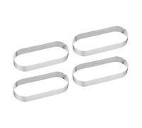 QUARKZMAN 4pcs Cercles à Gâteau Perforés 5,51" Cercle à Tartelette Ovale en Acier Inoxydable Antiadhésif Poli Cercle à Mousse Épaissi Outils pour Pâtisserie Dessert Français