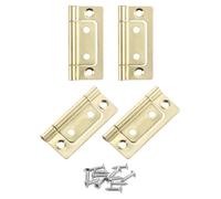 QUARKZMAN 4Pcs Charnières de Porte Non-Mortaise 2x1 Pouces sans Bruit pour Portes Pliantes Plaquées pour Meubles de Armoire Fenêtre Garde-Robe avec Vis, Doré