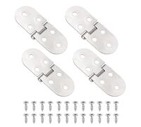 QUARKZMAN 4Pcs Charnières Pliantes Invisibles Pour Table, 3.15" x 1.22" Charnière Plate En Fer, Charnières 180 Degrés Pour Table En Bois Porte D'armoire De Cuisine, Nickel