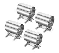 QUARKZMAN 4pcs Collier D'Echappement 2.36" Acier Inoxydable Joint A Recouvrement Collier De Bande Pour Raccordement De Tuyaux D'Echappement Avec Vis M10x55.5 Pour Car Muffler Elbow Pipes