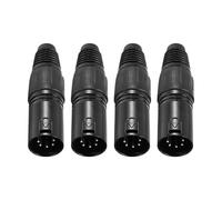 QUARKZMAN 4pcs Connecteur XLR Mâle 5 Broches Microphone Noir 2.64 Pouces | Connecteur de Câble Audio, Accessoires de Prise Mic pour Table de Mixage, Amplificateur