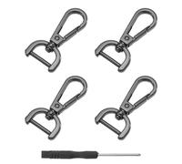 QUARKZMAN 4Pcs Crochet Pivotants avec Mousqueton, 15mm (5/8 Pouce) Anneau en D Détachable avec Fermoir à Vis en Métal pour la Fabrication de Sacs à Main et Porte-Clés, Noir