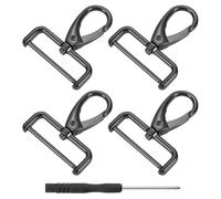 QUARKZMAN 4Pcs Crochets À Pression Pivotants, 38mm (1.5 Inch) D Ring Crochet Détachable Crochet À Pression Métallique Claw Clasp Pour Purse Keychain DIY Craft, Noir