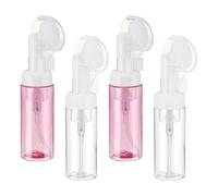 QUARKZMAN 4Pcs Distributeur de Savon en Mousse, 2oz / 60ml Bouteille de Mousse Nettoyante pour Le Visage avec Brosse pour Shampoing, Gel Douche, Transparent/Transparent Rouge