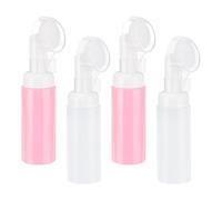QUARKZMAN 4Pcs Distributeur de Savon en Mousse, 2oz / 60ml Bouteille de Mousse Nettoyante pour Le Visage avec Brosse pour Savon pour Les Mains, Shampoing, Gel Douche, Rose/Blanc