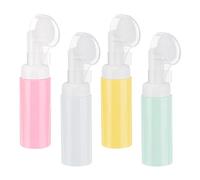 QUARKZMAN 4Pcs Distributeur de Savon en Mousse, 2oz / 60ml Bouteille de Mousse Nettoyante pour Le Visage avec Brosse pour Shampoing, Gel Douche, Rose/Jaune/Blanc/Vert