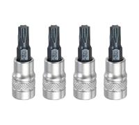 QUARKZMAN 4Pcs Douille À Embout Torx 1/4" Drive T30 Acier S2 Tête Étoile Tournevis Mèches Acier CR-V Adaptateur Douille Pour Maison Auto Essieu Écrous Hex Bolts Réparation