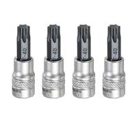 QUARKZMAN 4Pcs Douille Torx 1/4" Drive T40 Acier S2 Tête Étoile Tournevis Forets Adaptateur Douille Acier CR-V Pour Maison Auto Essieu Écrous Hex Bolts Réparation