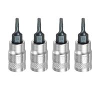 QUARKZMAN 4Pcs Douille Torx 1/4" Drive T8 Acier S2 Embout Tournevis Adaptateur Douille Acier CR-V Pour Maison Auto Essieu Ecrous Hexagonaux Boulons Reparation