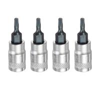 QUARKZMAN 4Pcs Douille Torx 1/4" Pour Embout T10 Acier S2 Tête Étoile Tournevis Forets Adaptateur Douille Acier CR-V Pour Maison Auto Essieu Écrous Hex Bolts Réparation