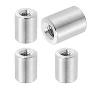 QUARKZMAN 4Pcs Écrous D'Accouplement Ronds M8x1.25x20mm, Connecteur En Acier Inoxydable Écrous De Fixation Tige Quincaillerie Écrous 14mm OD Pour Tige Filetée, Argent