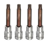 QUARKZMAN 4Pcs Embout Triple Carré Spline 1/2" Drive M10 Métrique En Acier S2 Tête 12 Points Long Embout De Tournevis Adaptateur De Douille CR-V En Acier Pour Écrou Hexagonal Boulon Auto