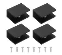 QUARKZMAN 4Pcs Étagères En Verre, Pour 10-12mm Forme Carrée Combinaison Fixation Support Miroir, Attache En Alliage D'Aluminium Avec Vis Pour Armoire En Verre/Bois, Noir