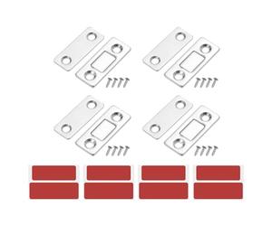 QUARKZMAN 4Pcs Fermeture Magnétique Pour Armoire, Fermeture Magnétique Adhésive Pour Tiroir Verrou Magnétique Pour Portes Coulissantes D'armoire De Cuisine Et De Placard, Argenté