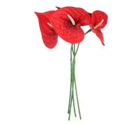QUARKZMAN 4Pcs Fleurs Artificielles Anthurium Et Lys 11 Pouces, Bouquet Permanent pour Arrangements Maison Mariage Fête Décoration Artisanat Magasin Accessoires, Rouge Foncé