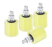 QUARKZMAN 4pcs Galet Guide pour Portail Coulissant 48x50mm, M12 Roulette Nylon Guide au Sol pour Porte Grange Coulissante, Roue Universel avec Roulement à Billes Scellé pour Portail, Jaune