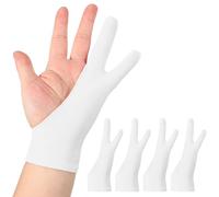QUARKZMAN 4pcs Gant De Dessin d'artiste, Gant De Peinture Graphique Respirant avec Deux Doigts pour Main Droite Et Main Gauche pour Tablette Graphique Papier Esquisse (Taille S), Blanc