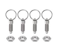 QUARKZMAN 4Pcs Goupille à Ressort avec Anneau de Traction, Taille de Filetage M6*1, Longueur de Filetage 0,48", Diamètre de la Broche 4mm, Tête Ronde, en Acier Inoxydable, Index Plunger