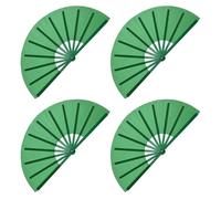 QUARKZMAN 4Pcs Grand Eventail Pliant Manuel Decoratif pour Line Dancing Festival Party Performance Decoration, Vert
