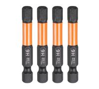QUARKZMAN 4Pcs H6 Embout de Tournevis Hexagonal 6mm Métrique Pointe Plate 1/4" Tige Hexagonale 50mm (2") Longueur Magnétique Phosphate Noir Embouts de Tournevis à Six Pans Creux