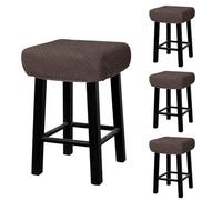 QUARKZMAN 4pcs Housses de Tabouret Rectangle. Housses de Tabouret de Bar Couverture de Selle pour Chaise en Bois ou Métal Marron Foncé