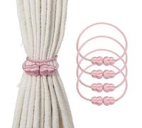 QUARKZMAN 4Pcs Magnetic Curtain Tiebacks, Elegant Weave Curtain Tie Backs Decorative Window Treatment Holdbacks pour Drape Home Bedroom Living Room Office Decoration, Pink
