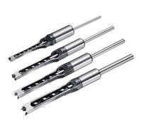 QUARKZMAN 4pcs Mèche À Trou Carré Pour Bois 1/2", 1/4", 3/8", 5/16" Chisel Mortaiseur À Cannelure Creuse Outil De Coupe, Acier Rapide Pour Menuiserie Charpente