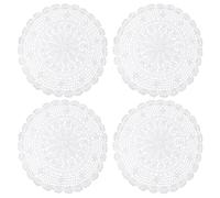 QUARKZMAN 4Pcs Napperons Au Crochet, 12 Pouces Napperons De Table Ronds en Dentelle Au Crochet Faits Main Motif astre sous-Verres en Coton pour Decoration De Mariage Et Fete, Blanc