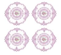 QUARKZMAN 4Pcs Napperons Rétro en Dentelle, Dessous De Plat Ronds Brodés Crochet Français pour Table De Salle À Manger Cuisine Fête 28x28cm, Violet Clair