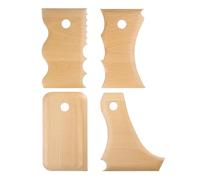 QUARKZMAN 4pcs Outils de modelage en poterie en Bois de hêtre pour poterie, Ensemble de Profil de poterie, Texture de Vague, côtes en Bois de hêtre pour sculpter la céramique en Argile