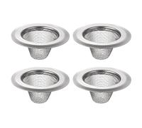 QUARKZMAN 4Pcs Passoire d'Évier de Cuisine en Acier Inoxydable Filtre de Vidange d'Évier, 2,09" OD x 1,38" ID x 0,87" de Profondeur pour Plupart des Remplacements Passoires d'Évier, Argent