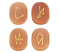 QUARKZMAN 4Pcs Pierres De Chakra Gravees Avec Symboles Reiki, Aventurine Rouge Cristal De Guerison Reiki Gemme 7 Pierres De Chakra Cristal Pierres Polies Paume adoucissement Anxiete