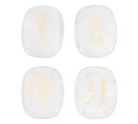 QUARKZMAN 4Pcs Pierres De Chakra Gravées Avec Symboles Reiki, Cristaux De Clair De Guérison Reiki Pierres Précieuses 7 Pierres Cristallines De Chakra Pierres Polies Palme Soulager