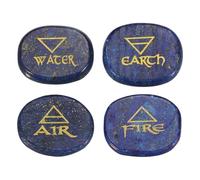 QUARKZMAN 4Pcs Pierres De Chakra Gravées Avec Symboles Reiki, Cristaux De Guérison Reiki Lapis Pierres Précieuses 7 Pierres De Chakra Cristal Pierres Polies Paume Soulager L'Anxiété