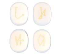 QUARKZMAN 4Pcs Pierres De Chakra Gravées Avec Symboles Reiki, Opalite Pierre De Guérison Reiki Cristal Gemme 7 Pierres De Chakra Cristal Pierres Polies Pour Palme Pour Soulager L'anxiété