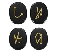 QUARKZMAN 4Pcs Pierres De Chakra Gravées Avec Symboles Reiki, Pierre De Guérison Reiki En Obsidienne Noire Gemme Cristal 7 Pierres De Chakra Pierres Polies Pour Paume Pour Soulager L'Anxiété