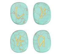 QUARKZMAN 4Pcs Pierres De Chakra Gravées Avec Symboles Reiki, Pierre De Guérison Reiki En Turquoise Gemme 7 Pierres De Chakra Cristal Pierre Polie Pour Paume Pour Soulager L'Anxiété