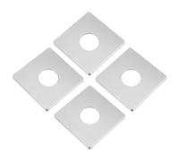 QUARKZMAN 4Pcs Plaque D'Obturation Murale, en ABS, Carrée, Auto-Adhésive, Avec Un Trou de Diamètre de 33mm/1.3 Pouce, Cache-Tuyau Pour La Décoration de Robinet D'Eau, Argent