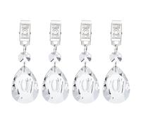 QUARKZMAN 4Pcs Poids pour Nappe, Poids en Cristal pour Couvre-Table avec Pinces Métalliques, Pendentif Transparent en Forme De Larme 100 X 31.5mm pour De Table De Et Jardin Extérieur