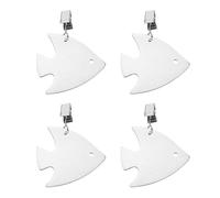 QUARKZMAN 4Pcs Poids pour Nappe, Poids pour Nappe en Acier Inoxydable avec Pinces Métalliques, Pendentif pour Nappe en Forme De Poisson 6 x 6.2cm pour Décoration De Table De Jardin Et
