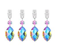 QUARKZMAN 4Pcs Poids pour Nappe, Poids pour Nappe en Cristal avec Pinces en Métal, Pendant en Forme d'oeil Transparent pour Décoration De Table De Jardin Pique-Nique Extérieur(Couleur AB)