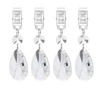 QUARKZMAN 4Pcs Poids pour Nappe, Poids pour Nappe en Cristal avec Pinces en Métal, Pendentif en Forme De Poire Transparent Poids pour Rideau 100 x 27mm pour Décoration De Table Extérieur