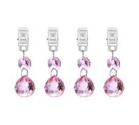 QUARKZMAN 4Pcs Poids pour Nappe, Poids pour Nappe en Cristal avec Pinces en Métal, Pendentif Sphérique Transparent Poids pour Rideau 20mm pour Extérieur Décoration De Table De Jardin(Rose)