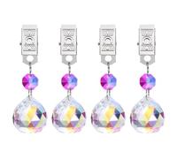 QUARKZMAN 4Pcs Poids pour Nappe, Poids pour Nappe en Cristal avec Pinces en Métal, Pendentif Sphérique Transparent Poids pour Rideau 30mm pour Décoration De Table Extérieur(Couleur AB)