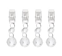 QUARKZMAN 4Pcs Poids pour Nappe, Poids pour Nappe en Cristal avec Pinces Métalliques, Pendant Sphérique Transparent 20mm pour Décoration De Table De Jardin Pique-Nique Extérieur